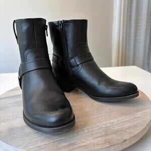 Frye & Co Elodie Harness Ankle Boots Black Leather Side Zip Women's US Size 7M 7